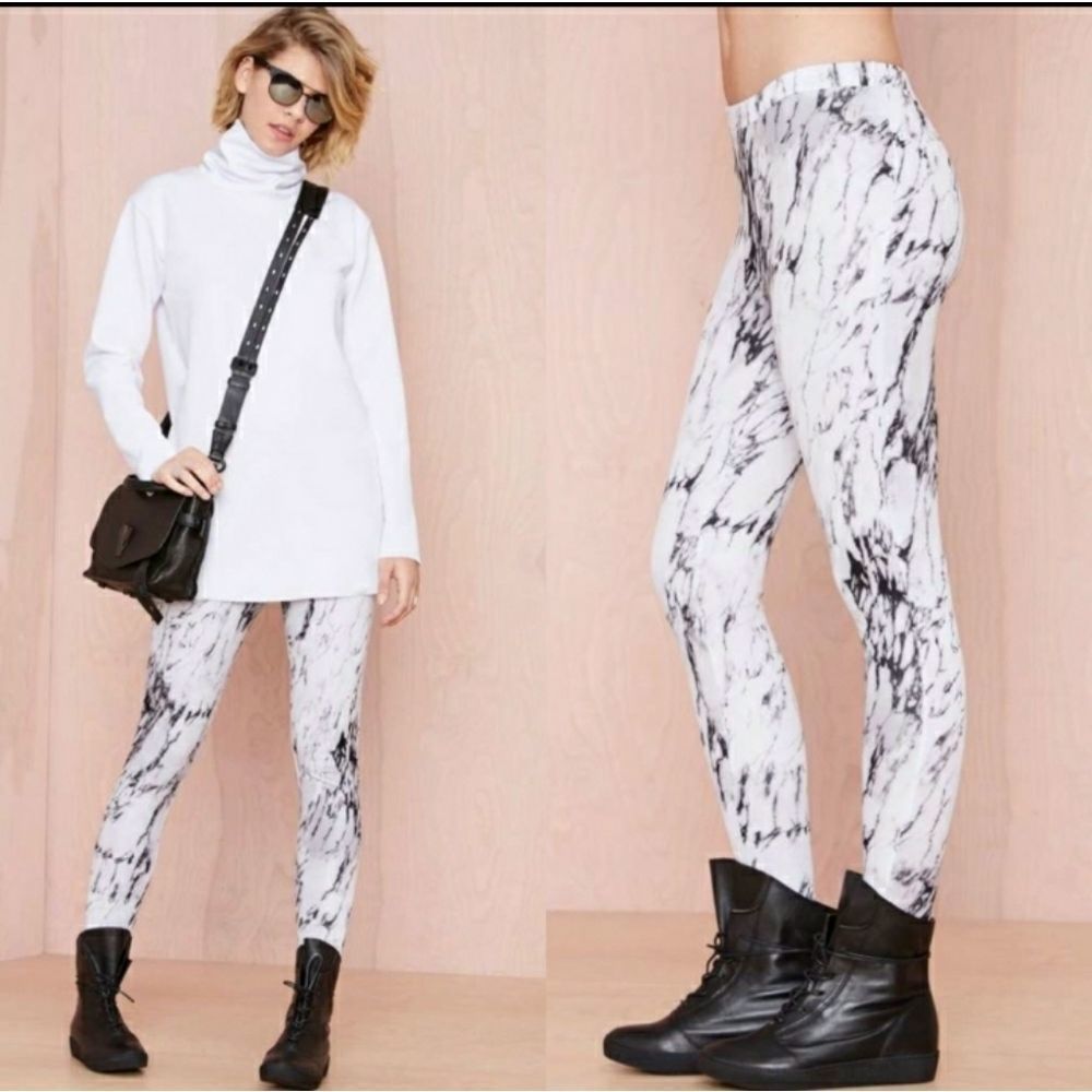 Nasty Gal All the Marbles Marbled Scuba Leggings M